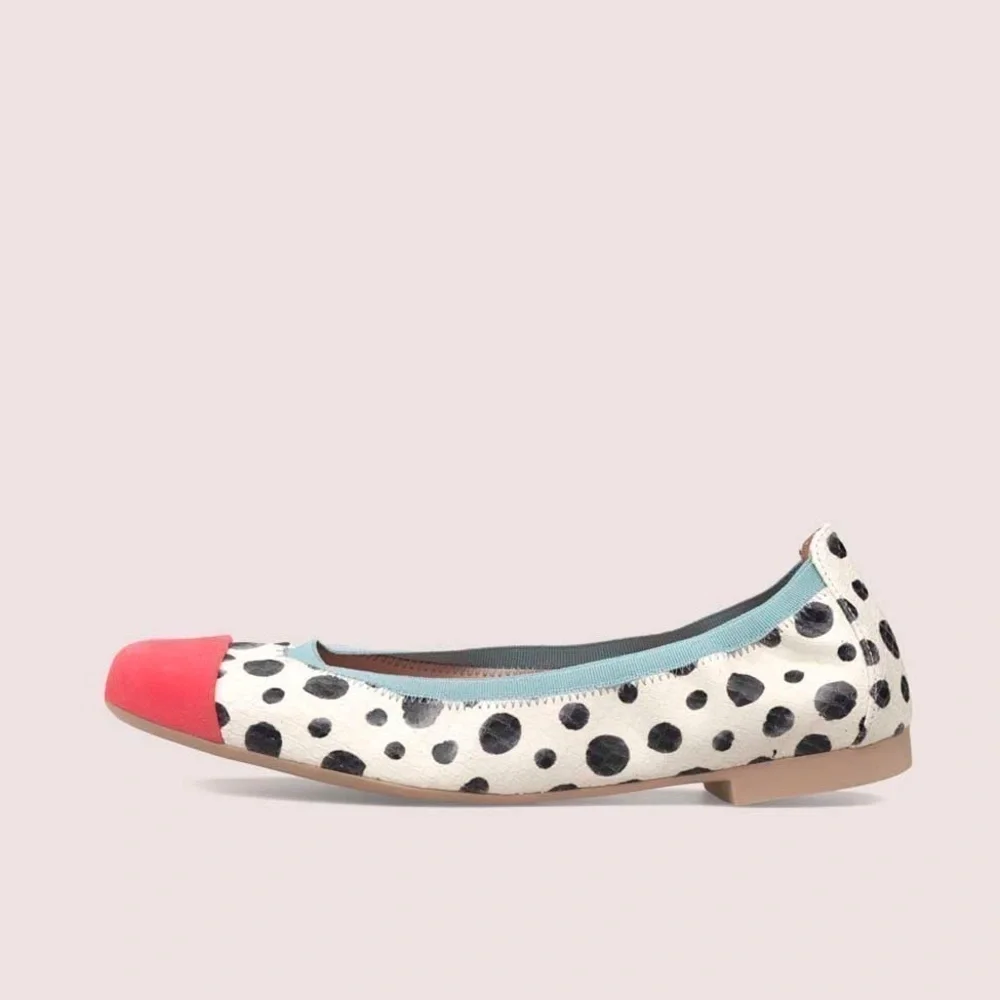 Pretty Ballerinas Kids Handmade Valerie Polka Dot Croc Embossed Leather Flats